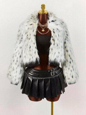 Coffee Brown Women's Y2k Regular Fit Long-Sleeved Faux Fur Coat